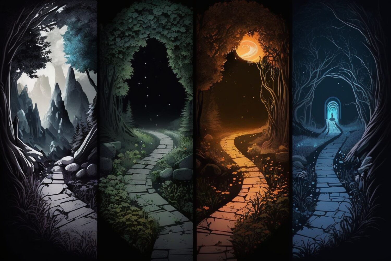 kliffwiz_4_different_paths_to_take._Dark_background_d1a31f20-f5ea-4275-ab15-d65e3b192288